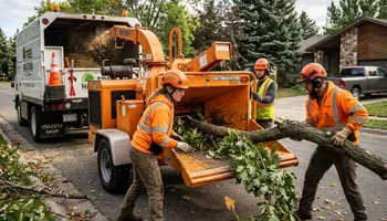 Commercial chipper and ground cleanup